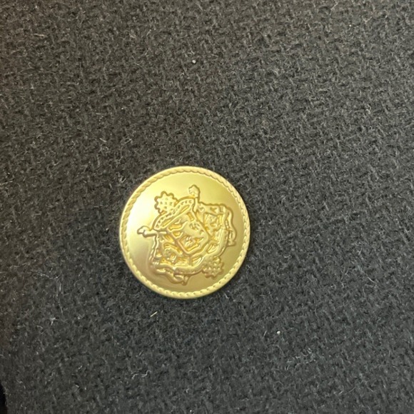 J.Crew Black Stadium Cloth Wool Cocoon Coat Italian Fabric Gold Buttons Size 2 - Picture 10 of 10